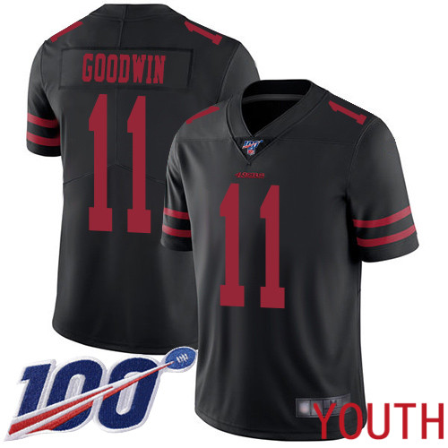 San Francisco 49ers Limited Black Youth #11 Marquise Goodwin Alternate NFL Jersey 100th Vapor Untouchable